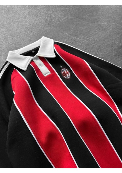 Milan Retro Polo Yaka Oversize Taraftar Trend Sweatshirt fiyatları