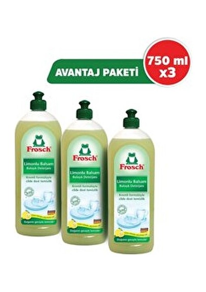 Limonlu Bulaşık Deterjanı 750 ml 3 Adet Vegan Cilt Dostu Formül indirimleri