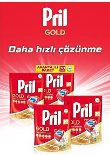 Gold Bulaşık Makinesi Deterjan Tableti 70 Yıkama Kokusuz Doğal İçerikli Temizlik indirimleri