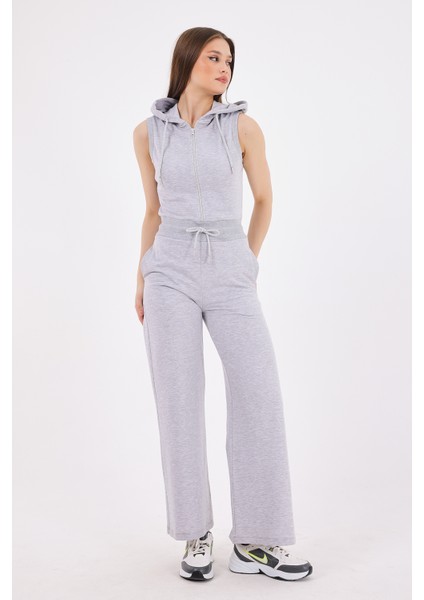 Juliet Kadın Kapüşonlu Bol Paçalı Tulum Gri modelleri