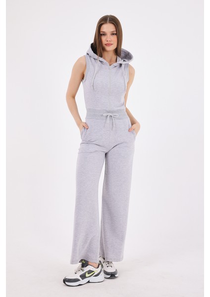 Juliet Kadın Kapüşonlu Bol Paçalı Tulum Gri fırsatları