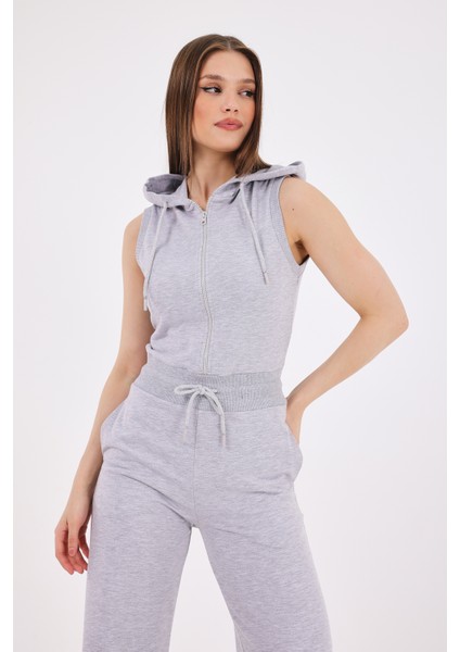 Juliet Kadın Kapüşonlu Bol Paçalı Tulum Gri indirimleri