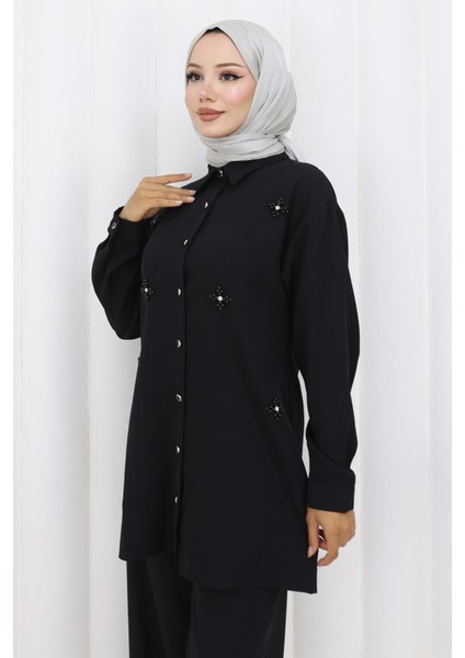 Minimal Taşlı Takım Siyah 19367 fiyatları