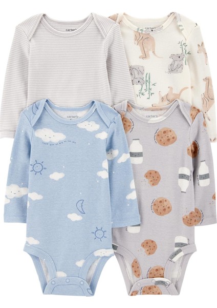 Erkek Bebek Uzun Kollu 4lü Body