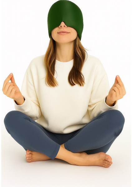 Mıgren Ve Baş Ağrısı Giderici Başlığı Sıcak Ve Soğuk Kompres Şapkası,buz Paketi Bandajı(Yeşil)