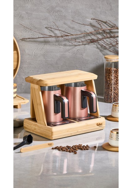 Bej Bronz Türk Kahve Makinesi Ikili Seti, Şık ve Kullanışlı Kahve Deneyimi