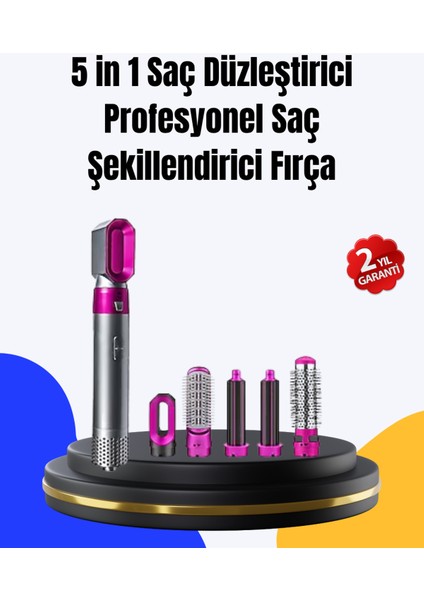 5 Parça Çok Renkli Saç Şekillendirme Seti Düzleştirme Dalga ve Bukle Yapma