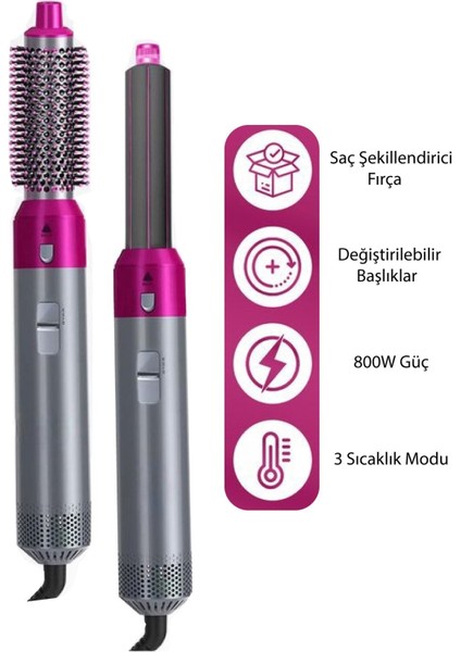 3 Kademeli 5 Başlıklı Çok Renkli Saç Şekillendirici Seti Profesyonel Kurutma modelleri