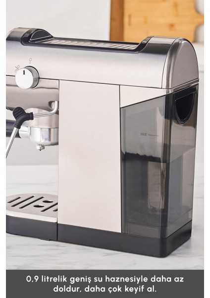 Dijital Inox Kahve Makinesi, 20 Bar, Öğütülmüş ve Kapsül Seçenekleri