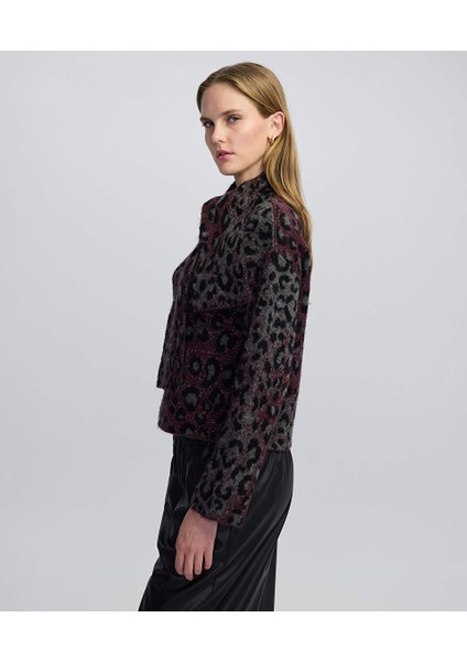 Leopar Jakarlı Bağlamalı Triko IW6250050334035