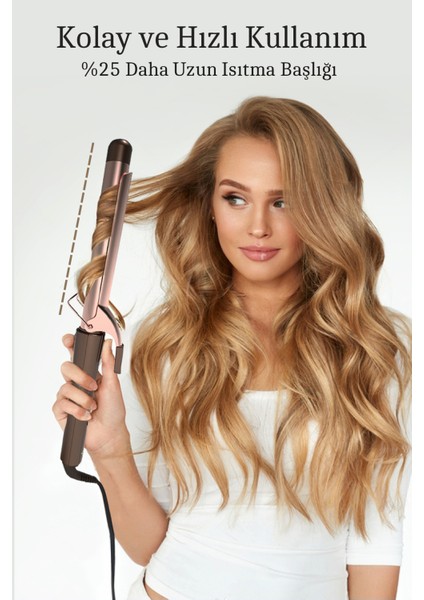 Uzun Saçlar Için Seramik Maşa, 19 Mm, Pembe, Şık ve Kullanışlı Tasarım