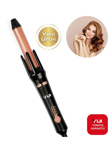 360 Derece Otomatik Dönen 25 mm Kalın Saç Maşası, Şekillendirici, Siyah