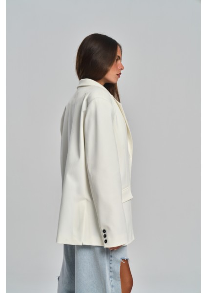 Emma Dikiş Detaylı Ekru Blazer fırsatları