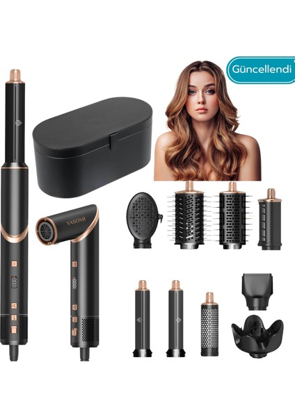 9in1 Çok Yönlü Hava Üflemeli Saç Şekillendirme Cihazı Siyah