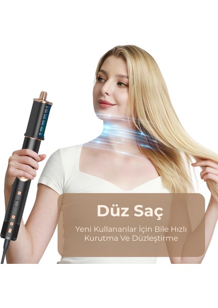 9in1 Çok Yönlü Hava Üflemeli Saç Şekillendirme Cihazı Siyah