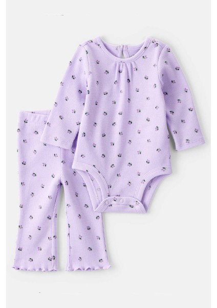 Kız Bebek Mor Body Pantolon