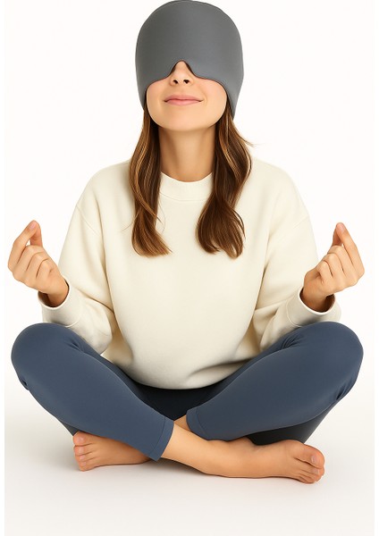 Mıgren ve Baş agrısı için Rahatlatıcı Isıtıcı Ped Sıcak Soğuk Kompres Termojel Buz Paket Bandajı(Gri)