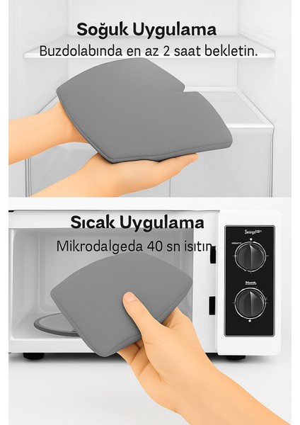 Mıgren ve Baş agrısı için Rahatlatıcı Isıtıcı Ped Sıcak Soğuk Kompres Termojel Buz Paket Bandajı(Gri)