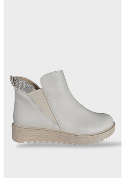 Lastikli Taş Detaylı Kadın Bot BEJ