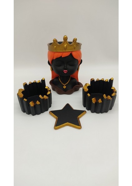 Turuncu Saçlı Kız Mini Saksı Set