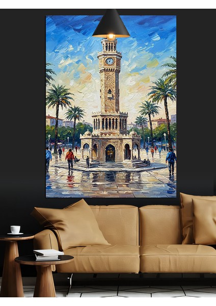 Izmir Saat Kulesi Dekoratif Kanvas - Mdf Ahşap Tablo