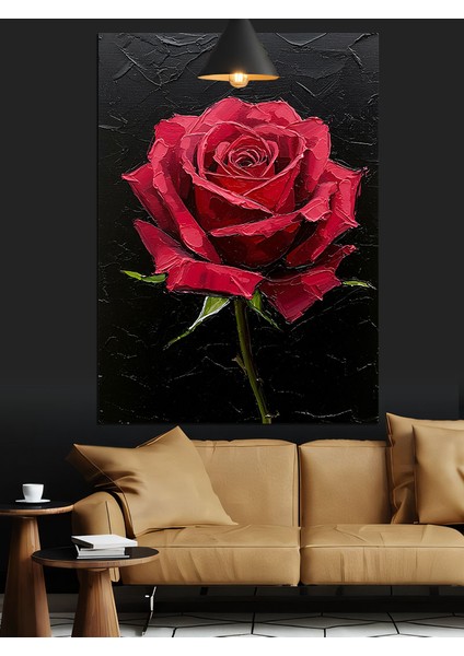 Yağlı Boya Kırmızı Gül Dekoratif Kanvas - Mdf Ahşap Tablo fiyatları