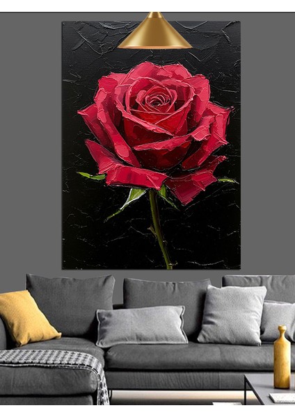 Yağlı Boya Kırmızı Gül Dekoratif Kanvas - Mdf Ahşap Tablo modelleri