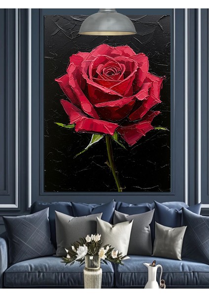 Yağlı Boya Kırmızı Gül Dekoratif Kanvas - Mdf Ahşap Tablo fırsatları