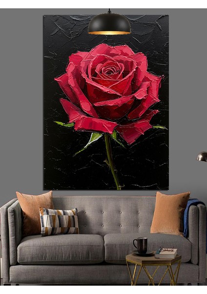 Yağlı Boya Kırmızı Gül Dekoratif Kanvas - Mdf Ahşap Tablo indirimleri