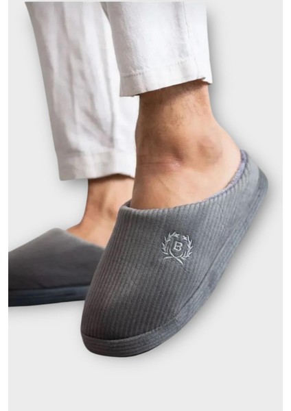 Erkek Hafif Kaydırmaz Taban Ev Terliği Füme indirimleri