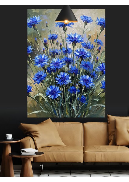 Mavi Peygamber Çiçekleri Dekoratif Kanvas - Mdf Ahşap Tablo modelleri