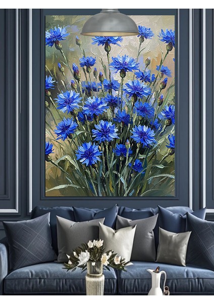 Mavi Peygamber Çiçekleri Dekoratif Kanvas - Mdf Ahşap Tablo indirimleri