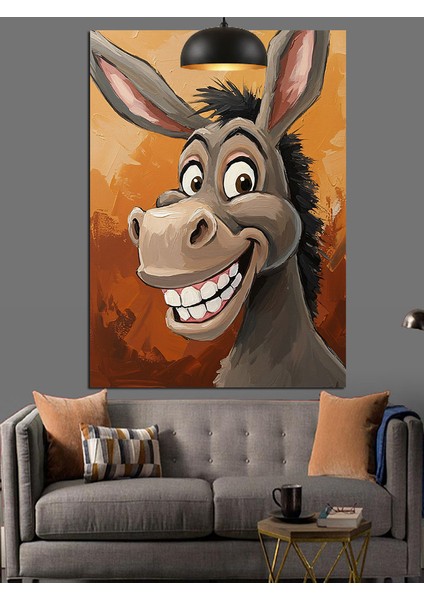 Gülümseyen Karikatür Eşek Dekoratif Kanvas - Mdf Ahşap Tablo fiyatları