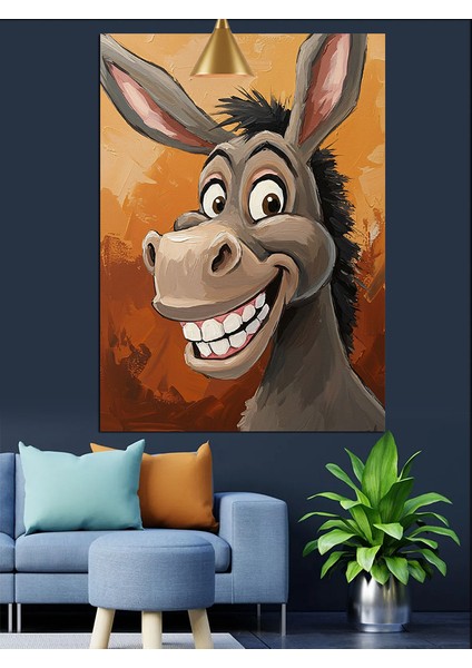 Gülümseyen Karikatür Eşek Dekoratif Kanvas - Mdf Ahşap Tablo modelleri