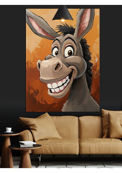 Gülümseyen Karikatür Eşek Dekoratif Kanvas - Mdf Ahşap Tablo fırsatları