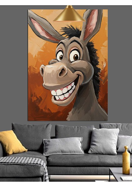 Gülümseyen Karikatür Eşek Dekoratif Kanvas - Mdf Ahşap Tablo indirimleri