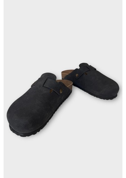 Mantar Taban Boston Birkens Model Günlük Sabo Unisex Ev Terliği Siyah