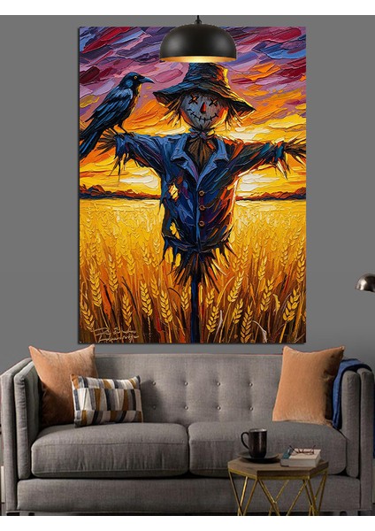 Buğday Tarlasında Korkuluk Dekoratif Kanvas - Mdf Ahşap Tablo