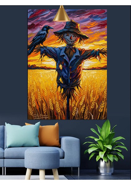 Buğday Tarlasında Korkuluk Dekoratif Kanvas - Mdf Ahşap Tablo fiyatları