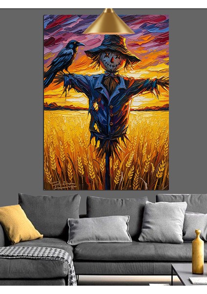 Buğday Tarlasında Korkuluk Dekoratif Kanvas - Mdf Ahşap Tablo fırsatları