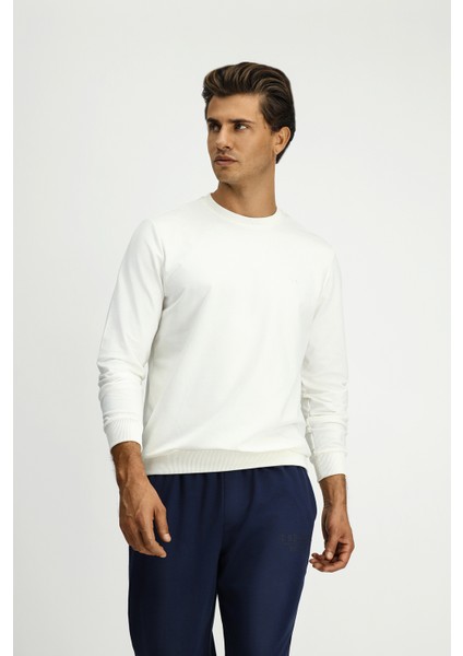 Bisiklet Yaka Regular Fit Nakışlı Pamuklu Sweatshirt indirimleri