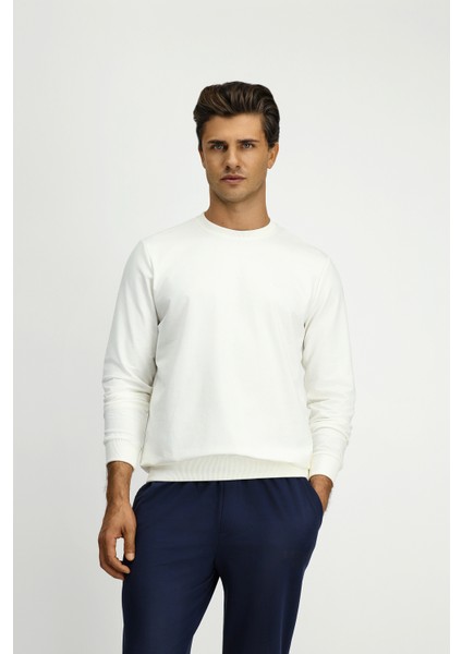 Bisiklet Yaka Regular Fit Nakışlı Pamuklu Sweatshirt