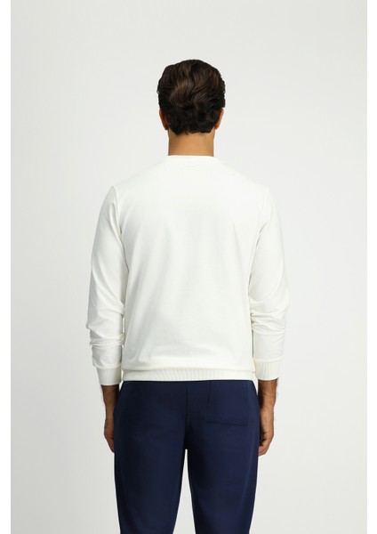 Bisiklet Yaka Regular Fit Nakışlı Pamuklu Sweatshirt