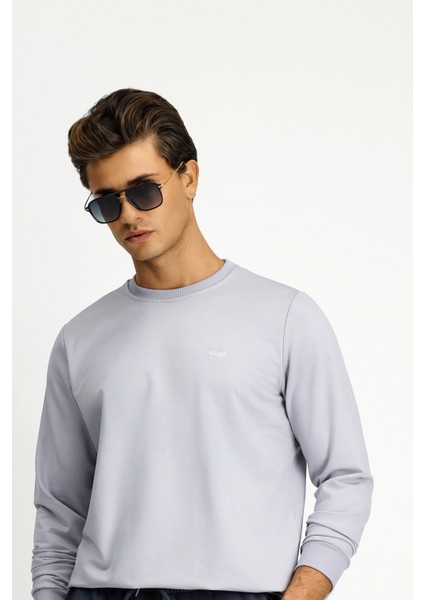 Bisiklet Yaka Regular Fit Nakışlı Pamuklu Sweatshirt fırsatları