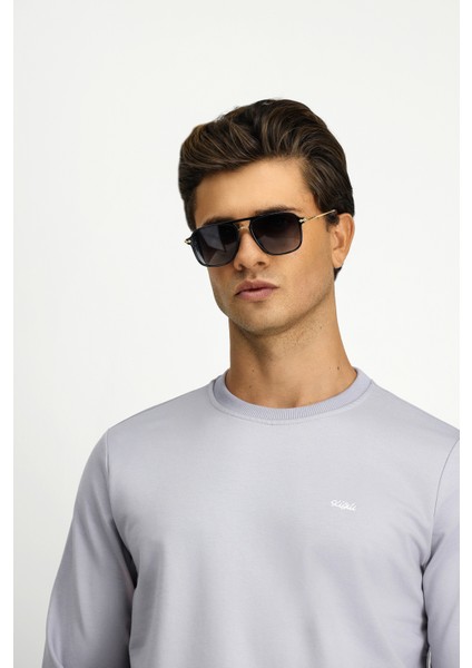 Bisiklet Yaka Regular Fit Nakışlı Pamuklu Sweatshirt