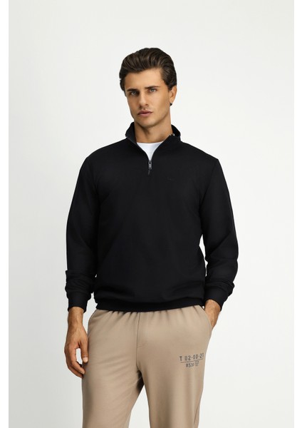 Regular Fit Fermuarlı Yarım Balıkçı Yaka Sweatshirt fırsatları