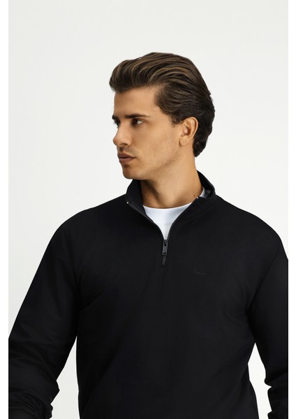 Regular Fit Fermuarlı Yarım Balıkçı Yaka Sweatshirt