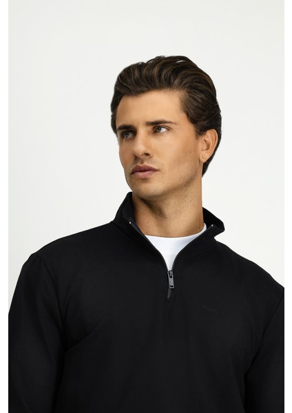 Regular Fit Fermuarlı Yarım Balıkçı Yaka Sweatshirt