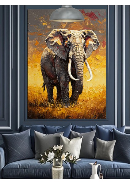 Savanada Yürüyen Fil Dekoratif Kanvas - Mdf Ahşap Tablo modelleri