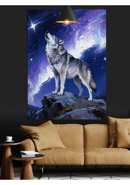 Ay Işığında Kurt Dekoratif Kanvas - Mdf Ahşap Tablo indirimleri
